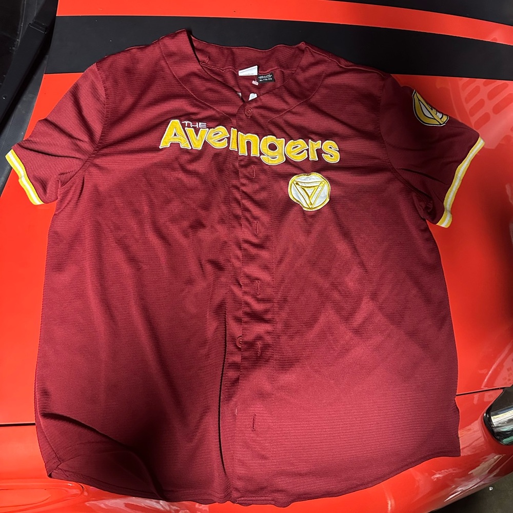 Marvel Maroon and Yellow Avengers Baseball Jersey